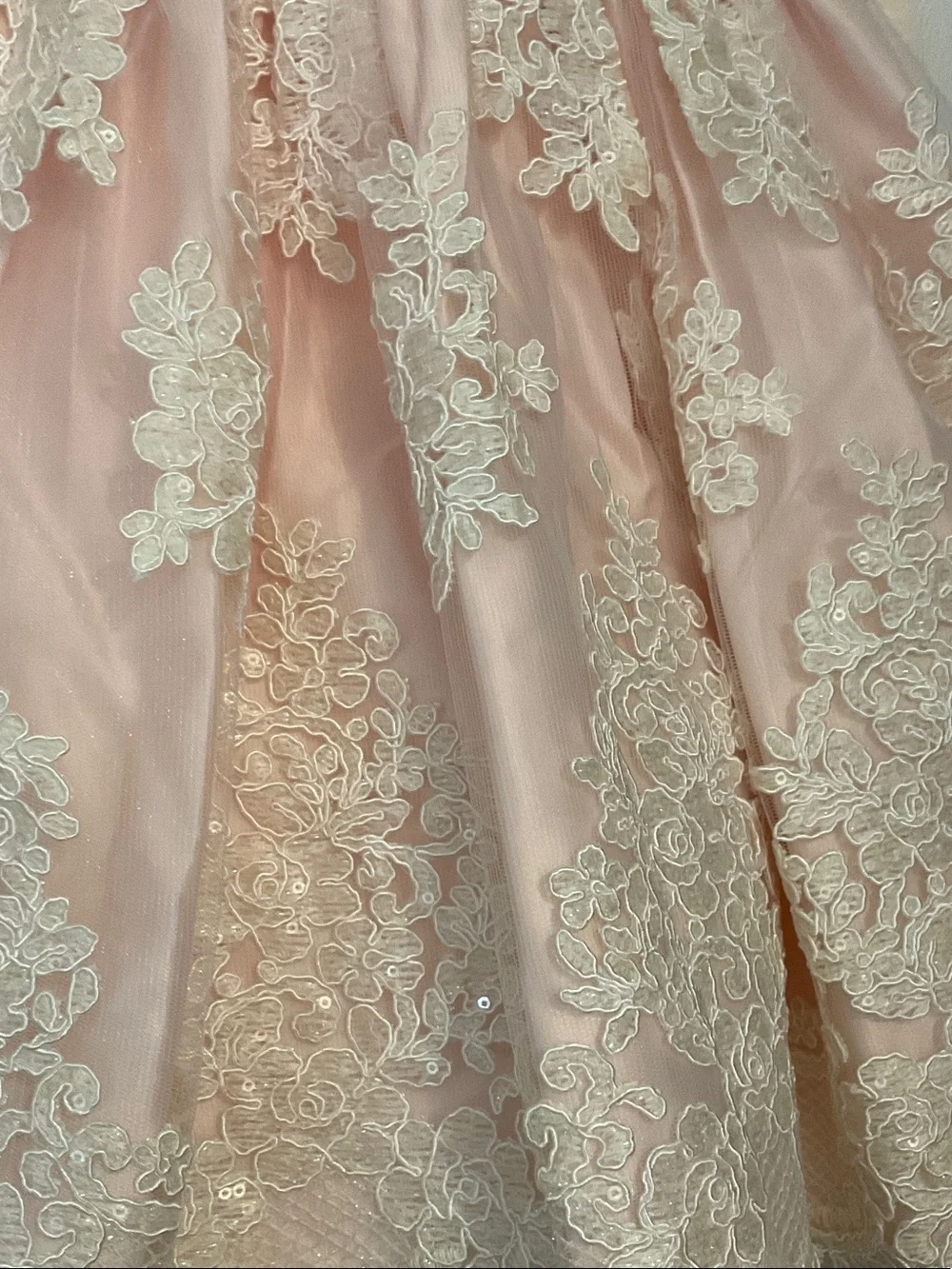 American Princess Soft Pink Lace & Pearl Waistband Formal Dress